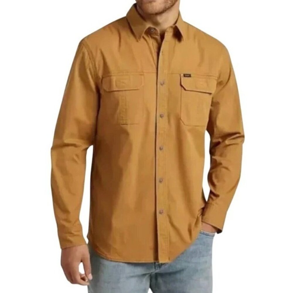 Lee Men's Large Premium Select Classic Fit Canvas Utility Button Down Shirt NWT